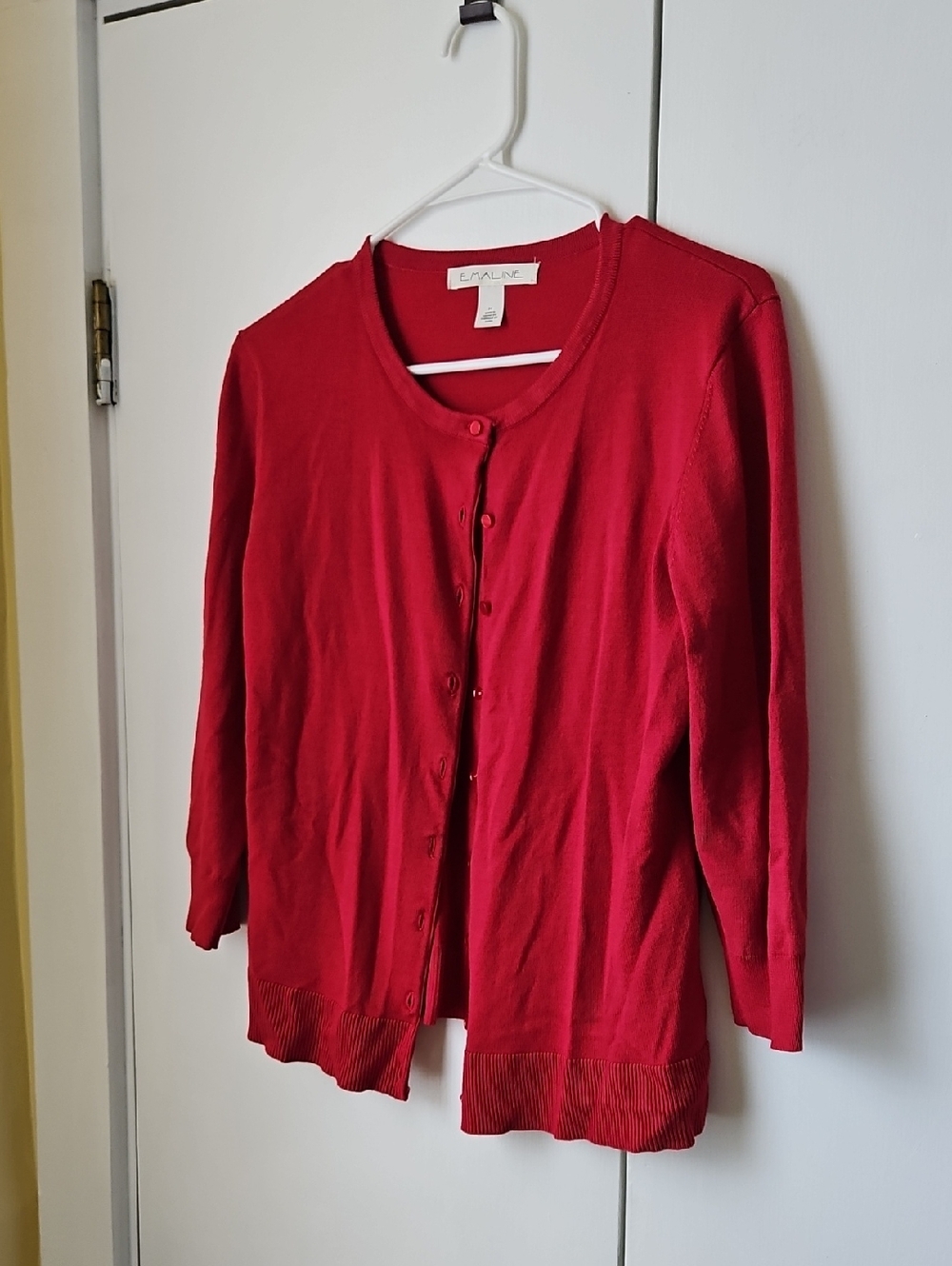 Crimson Button-Front Knit Cardigan